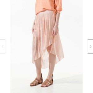 ZARA Pleated Asymmetrical Skirt in Pink Midi NEW